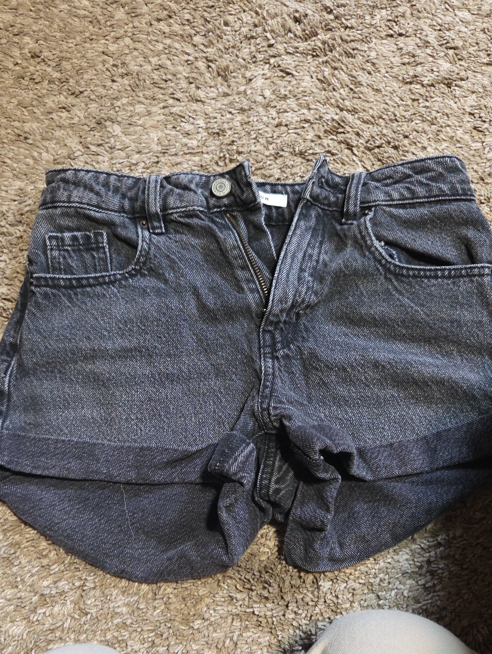 PacSun Women's Charcoal Black Denim Relaxed Shorts